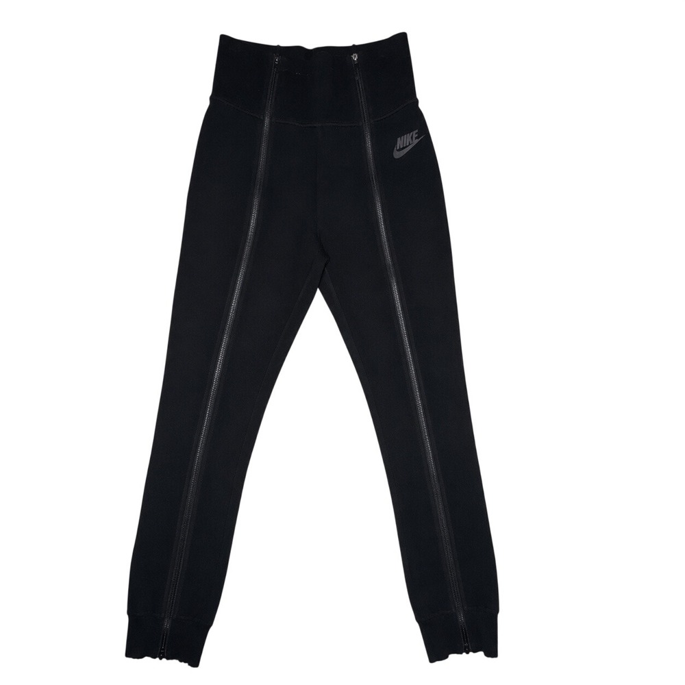 Rare Nike Tech Fleece XS Black High Rise‎ Full Front Zip Joggers AR2847-010